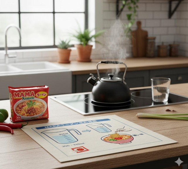 MAMAラーメンのお湯の量は?