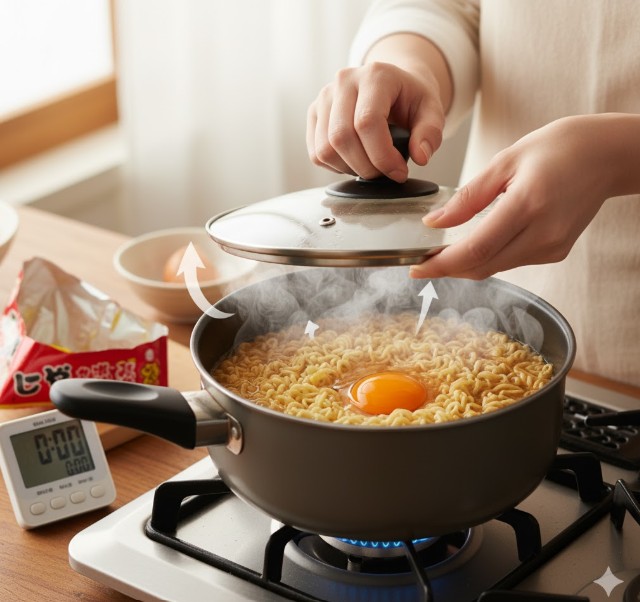 インスタントラーメンで卵が固まらない時の調理法