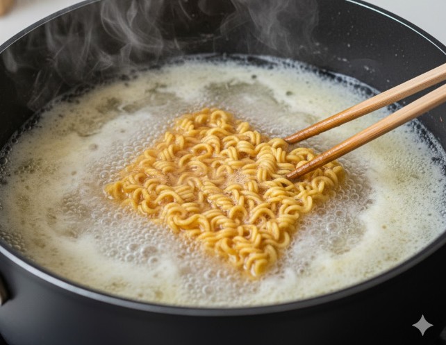 油揚げ麺は脂質（油）が溶け出す