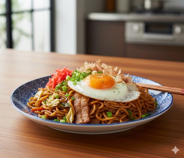 焼きそばに便利な湯切り機能