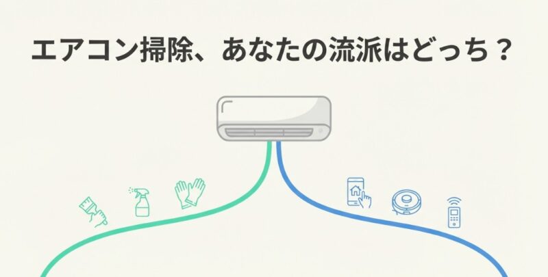 エアコン掃除において、自分で徹底的にやる「手動派」か、機械に任せる「自動派」か