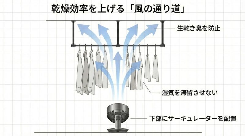 サーキュレーターで乾燥効率を最大化する配置