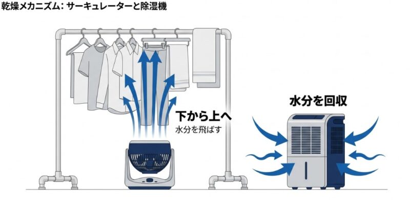 除湿機とサーキュレーターの理想的な配置