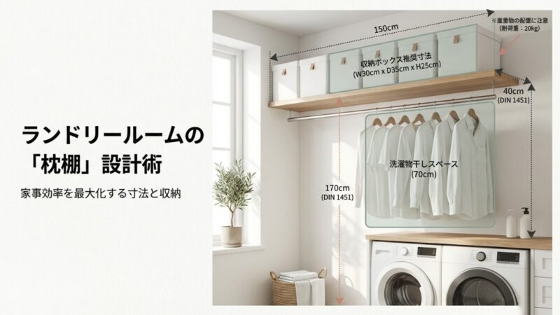 ランドリールームの枕棚で家事効率アップ！設計のコツと収納術