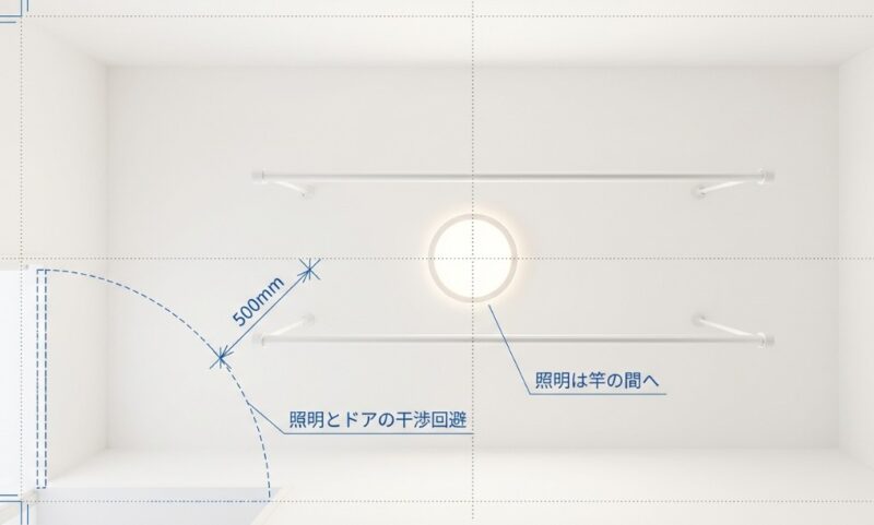 照明やドアの開閉軌道との干渉を避ける設置の注意点