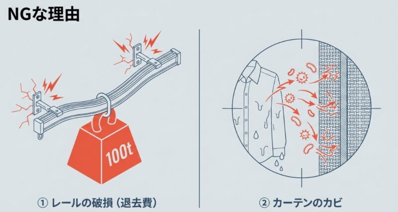 賃貸のカーテンレールで部屋干しするデメリット