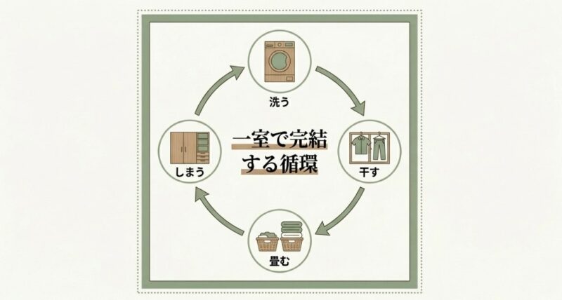 洗面所との動線を考えた効率的なレイアウト